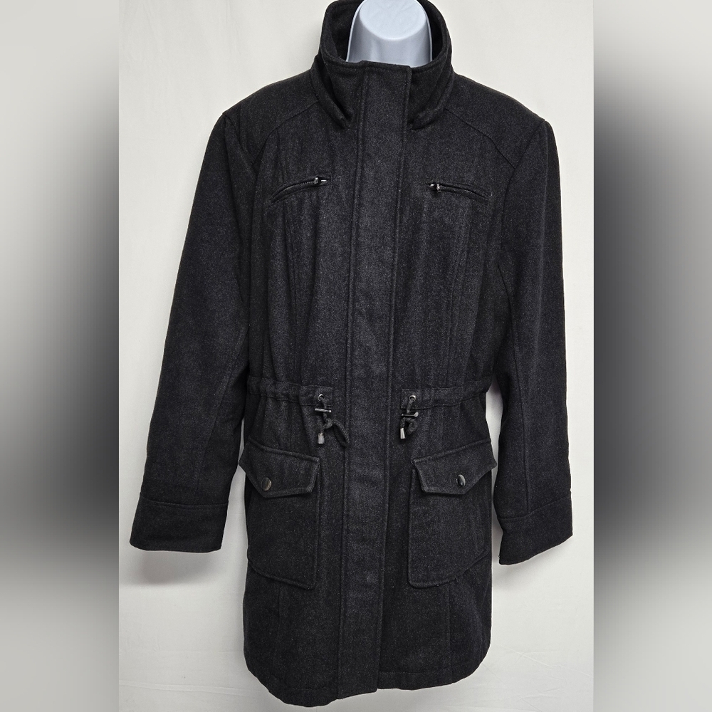 New York & Co XL Wool Blend Pea Coat Charcoal Grey Heavy Winter
